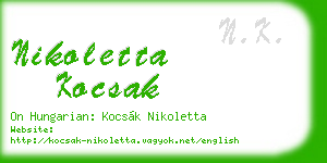 nikoletta kocsak business card