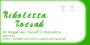 nikoletta kocsak business card